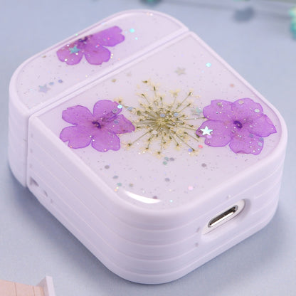For AirPods 1 / 2 Beautiful Ladies Flowers Pattern Wireless Earphone Protective Case(Purple) by bashfashion