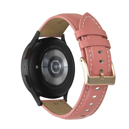 For Samsung Galaxy Watch5 40mm / 44mm Stitching Genuine Leather Watch Band(Rose Red+Gold) by bashfashion