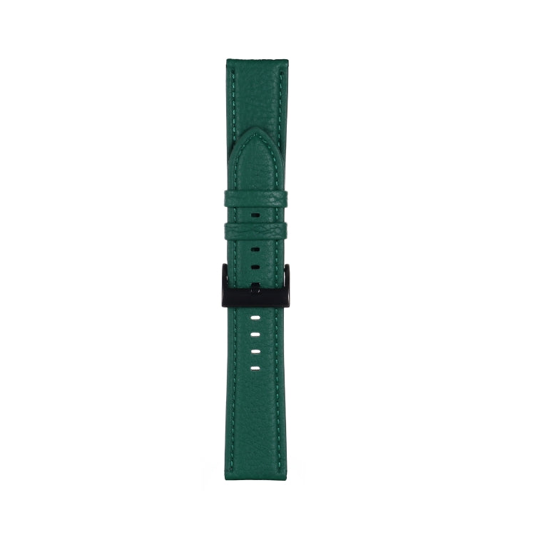 20mm For Samsung Galaxy Watch5 40mm / 44mm Litchi Texture Leather Watch Band(Dark Green) by bashfashion