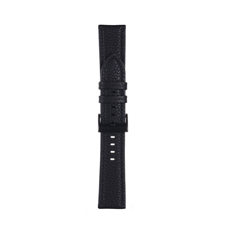 22mm For Samsung Galaxy Watch5 40mm / 44mm Litchi Texture Leather Watch Band(Black) by bashfashion