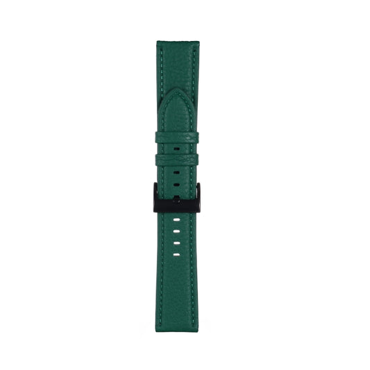 22mm For Samsung Galaxy Watch5 40mm / 44mm Litchi Texture Leather Watch Band(Dark Green) by bashfashion