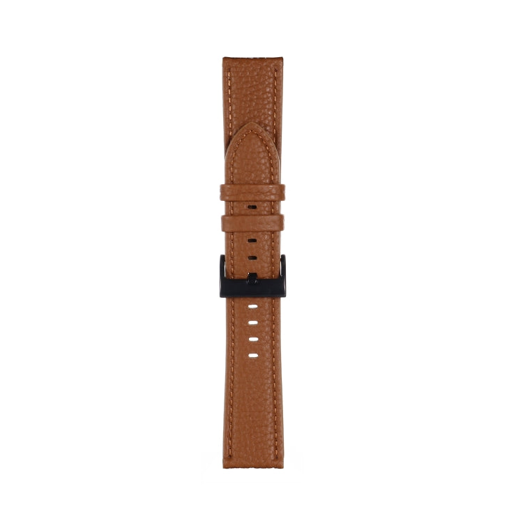 22mm For Samsung Galaxy Watch5 40mm / 44mm Litchi Texture Leather Watch Band(Dark Brown) by bashfashion