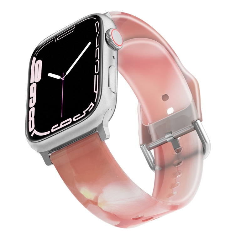 Frosted Translucent Silicone Watch Band For Apple Watch Ultra 49mm&Watch Ultra 2 49mm / Series 9&8&7 45mm / SE 3&SE 2&6&SE&5&4 44mm / 3&2&1 42mm(Spring Cherry) by bashfashion