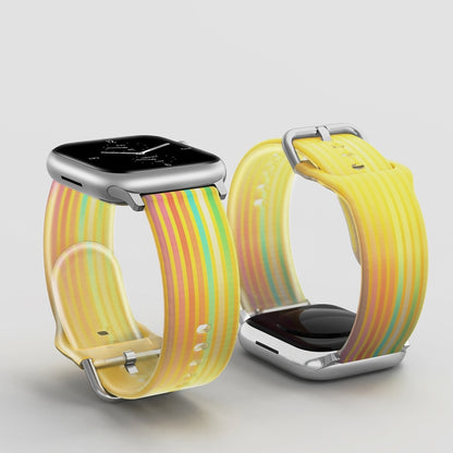 Frosted Translucent Silicone Watch Band For Apple Watch Ultra 49mm&Watch Ultra 2 49mm / Series 9&8&7 45mm / SE 3&SE 2&6&SE&5&4 44mm / 3&2&1 42mm(Yellow Rainbow) by bashfashion