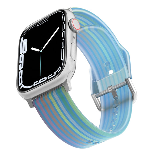 Frosted Translucent Silicone Watch Band For Apple Watch Ultra 49mm&Watch Ultra 2 49mm / Series 9&8&7 45mm / SE 3&SE 2&6&SE&5&4 44mm / 3&2&1 42mm(Blue Rainbow) by bashfashion