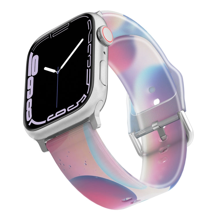 Frosted Translucent Silicone Watch Band For Apple Watch Ultra 49mm&Watch Ultra 2 49mm / Series 9&8&7 45mm / SE 3&SE 2&6&SE&5&4 44mm / 3&2&1 42mm(Blue-violet Bubbles) by bashfashion