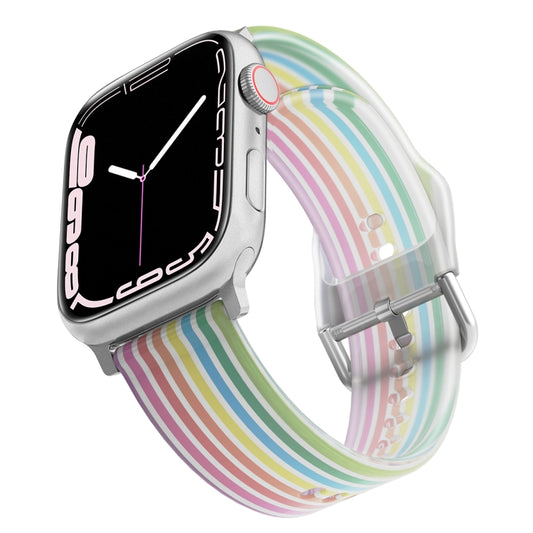 Frosted Translucent Silicone Watch Band For Apple Watch Ultra 49mm&Watch Ultra 2 49mm / Series 9&8&7 45mm / SE 3&SE 2&6&SE&5&4 44mm / 3&2&1 42mm(Transparent Rainbow) by bashfashion