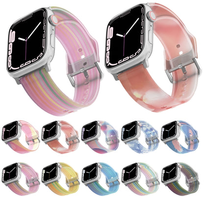 Frosted Translucent Silicone Watch Band For Apple Watch Ultra 49mm&Watch Ultra 2 49mm / Series 9&8&7 45mm / SE 3&SE 2&6&SE&5&4 44mm / 3&2&1 42mm(Blue Pink) by bashfashion