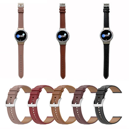 For Samsung Galaxy Watch4 40mm / 44mm First Layer Leather Sewing Thread Watch Band(Dark Brown) by bashfashion