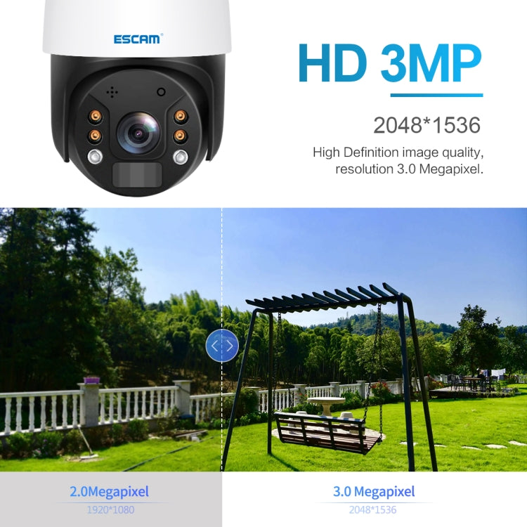 ESCAM QF724 3MP 24h Recording Cloud Storage PT 4G PIR Alarm IP Camera with Solar Panel, US Signal Bands by ESCAM