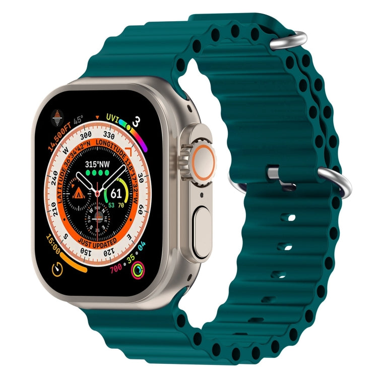 Ocean Silicone Watch Band For Apple Watch Ultra 49mm / Series 8&7 45mm / SE 2&6&SE&5&4 44mm (Dark Green) by bashfashion
