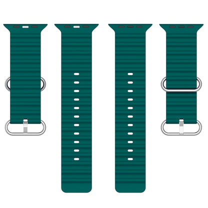 Ocean Silicone Watch Band For Apple Watch Ultra 49mm / Series 8&7 45mm / SE 2&6&SE&5&4 44mm (Dark Green) by bashfashion