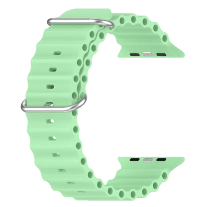 Ocean Silicone Watch Band For Apple Watch Ultra 49mm / Series 8&7 45mm / SE 2&6&SE&5&4 44mm (Light Green) by bashfashion