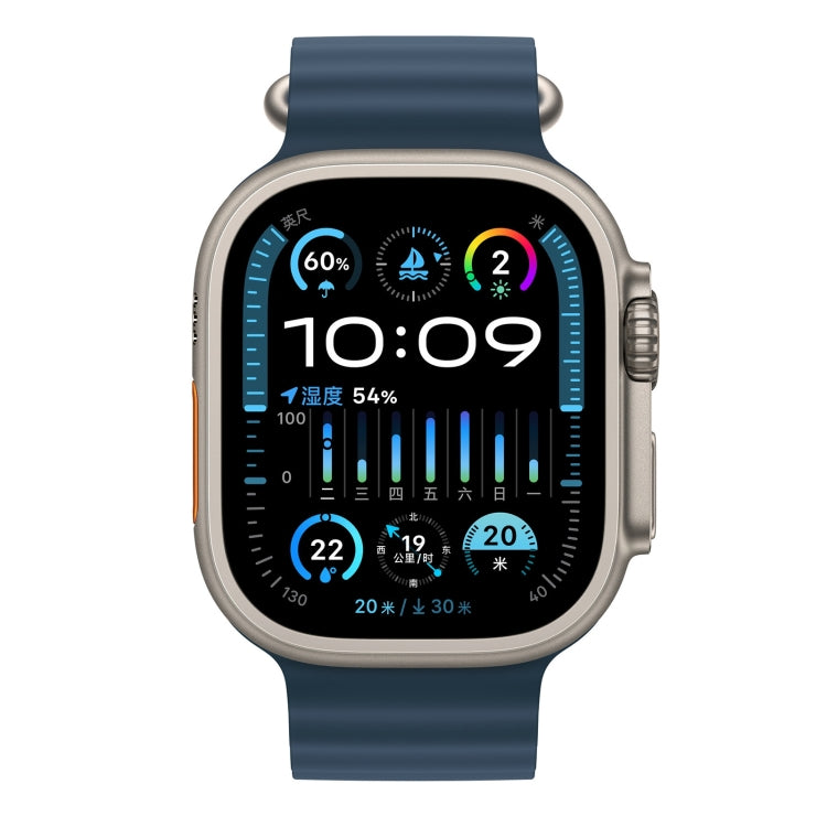 Ocean Silicone Watch Band For Apple Watch Ultra & Watch Ultra 2 49mm / Series 9&8&7 45mm / SE 3&SE 2&6&SE&5&4 44mm (Blue) by bashfashion