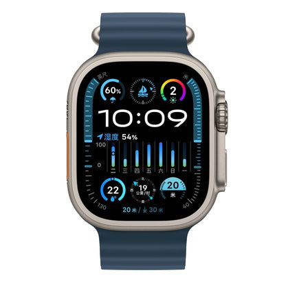 Ocean Silicone Watch Band For Apple Watch Ultra & Watch Ultra 2 49mm / Series 9&8&7 45mm / SE 3&SE 2&6&SE&5&4 44mm (Blue) by bashfashion