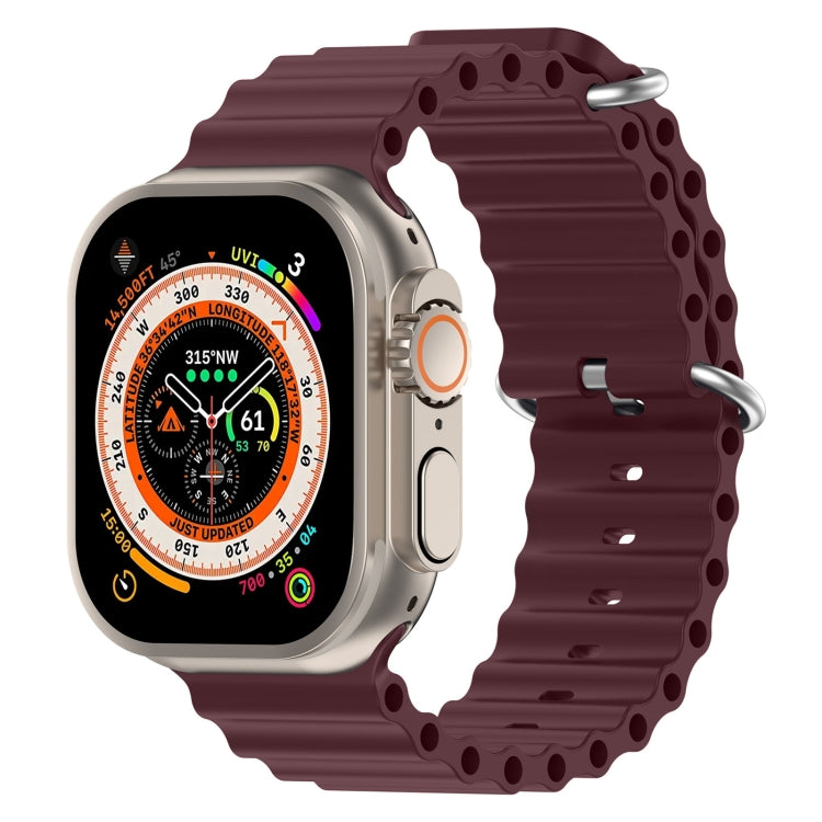 Ocean Silicone Watch Band For Apple Watch Ultra & Watch Ultra 2 49mm / Series 9&8&7 45mm / SE 3&SE 2&6&SE&5&4 44mm (Wine Red) by bashfashion