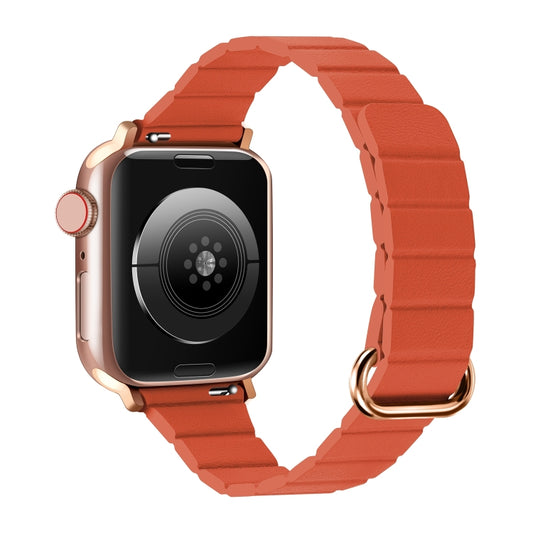 Reverse Buckle Magnetic Watch Band For Apple Watch Series 8&7 45mm / SE 2&6&SE&5&4 44mm(5# Orange) by bashfashion