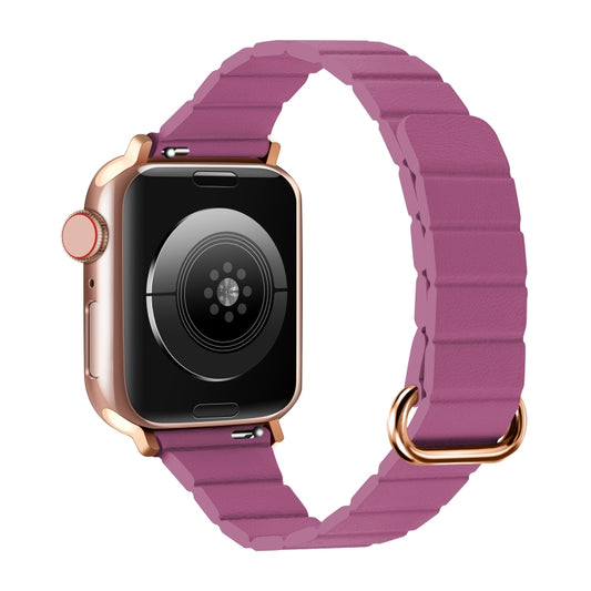Reverse Buckle Magnetic Watch Band For Apple Watch Series 8&7 45mm / SE 2&6&SE&5&4 44mm(8# Rose Pink) by bashfashion
