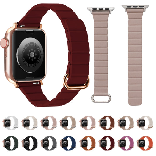Reverse Buckle Magnetic Watch Band For Apple Watch Series 8&7 45mm / SE 2&6&SE&5&4 44mm(2# Saddle Brown) by bashfashion