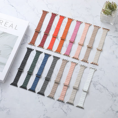 Reverse Buckle Magnetic Watch Band For Apple Watch Series 8&7 45mm / SE 2&6&SE&5&4 44mm(10# Khaki) by bashfashion