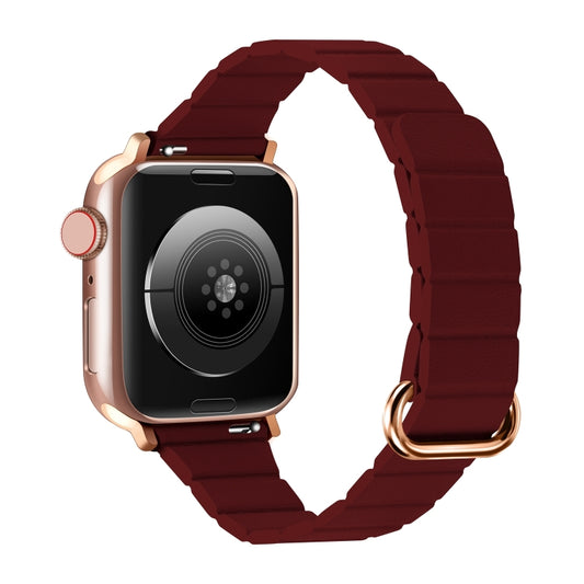 Reverse Buckle Magnetic Watch Band For Apple Watch Series 8&7 41mm / SE 2&6&SE&5&4 40mm(7# Wine Red) by bashfashion