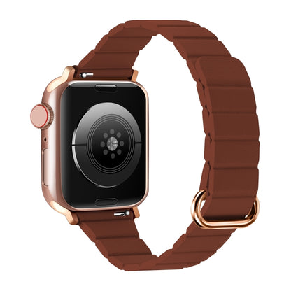 Reverse Buckle Magnetic Watch Band For Apple Watch Series 8&7 41mm / SE 2&6&SE&5&4 40mm(2# Saddle Brown) by bashfashion