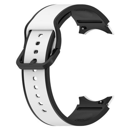 For Samsung Galaxy Watch4 Classic 46mm / Watch4 44mm Two-color Silicone Watch Band(White Black) by bashfashion