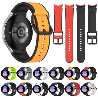 For Samsung Galaxy Watch4 Classic 46mm / Watch4 44mm Two-color Silicone Watch Band(White Black) by bashfashion