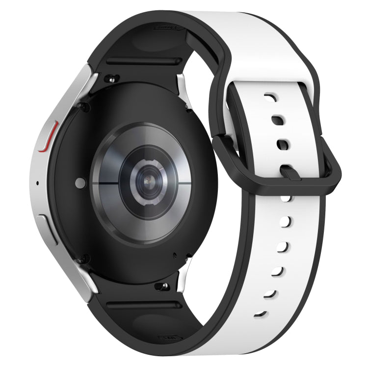 For Samsung Galaxy Watch4 Classic 42mm / Watch4 40mm Two-color Silicone Watch Band(White Black) by bashfashion
