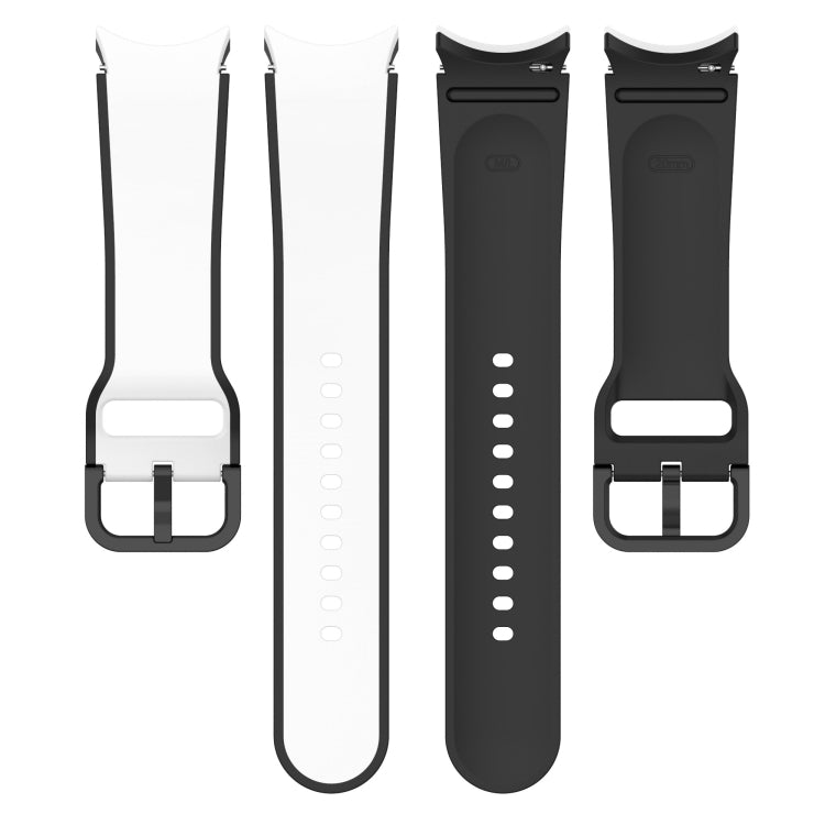 For Samsung Galaxy Watch4 Classic 42mm / Watch4 40mm Two-color Silicone Watch Band(White Black) by bashfashion