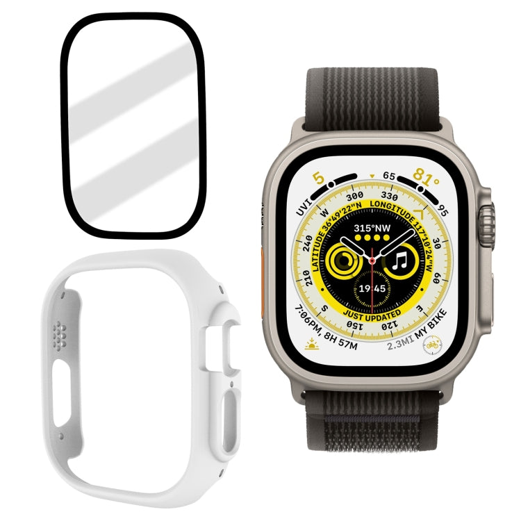 Tempered Glass Film Frosted PC Watch Case For Apple Watch Ultra 3 / 2 / 1 49mm(White) by bashfashion