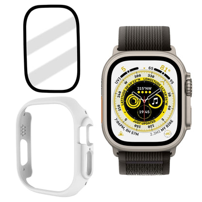 Tempered Glass Film Frosted PC Watch Case For Apple Watch Ultra 3 / 2 / 1 49mm(White) by bashfashion