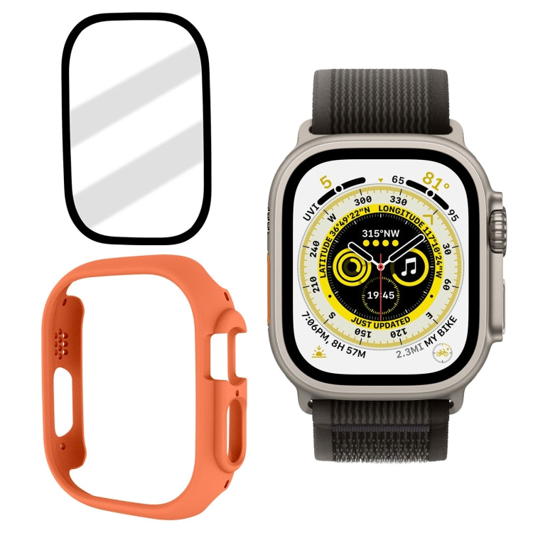 Tempered Glass Film Frosted PC Watch Case For Apple Watch Ultra 3 / 2 / 1 49mm(Orange) by bashfashion