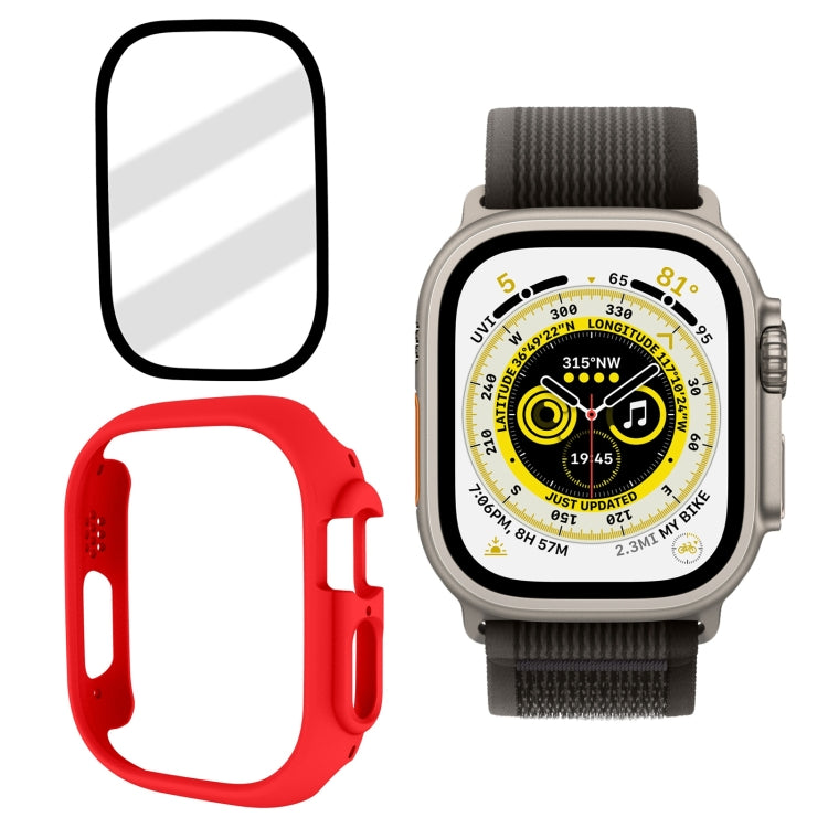 Tempered Glass Film Frosted PC Watch Case For Apple Watch Ultra 3 / 2 / 1 49mm(Red) by bashfashion