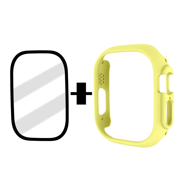 Tempered Glass Film Frosted PC Watch Case For Apple Watch Ultra 3 / 2 / 1 49mm(Yellow) by bashfashion
