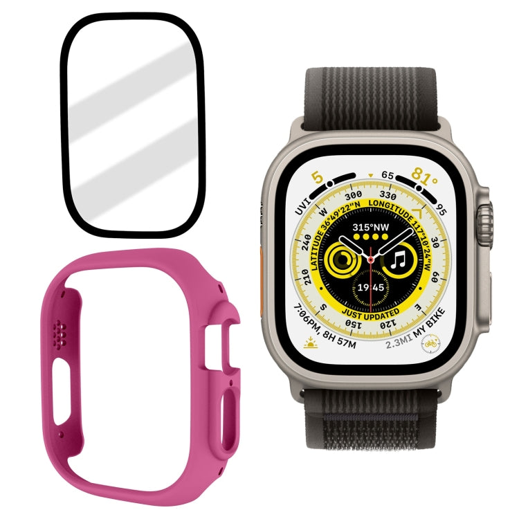 Tempered Glass Film Frosted PC Watch Case For Apple Watch Ultra 3 / 2 / 1 49mm(Rose Red) by bashfashion