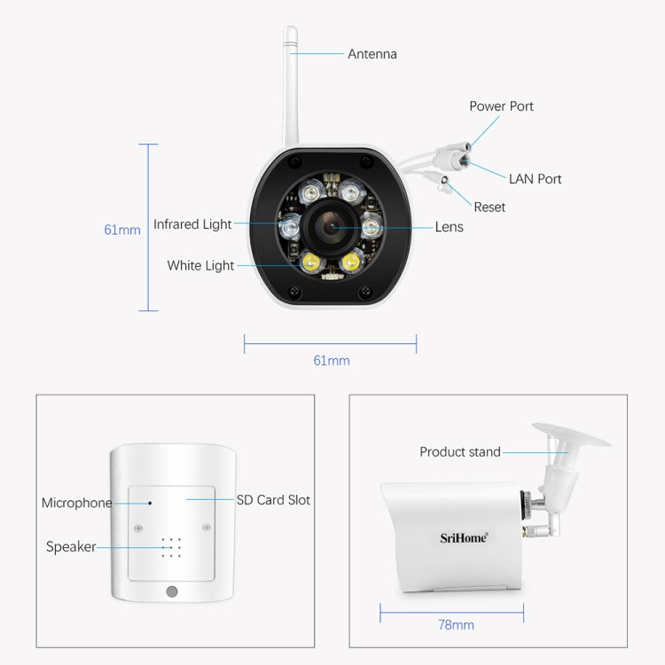 SriHome SH034C 4.0MP AI Humanoid Tracking WiFi Outdoor Surveillance Camera(US Plug) by SriHome