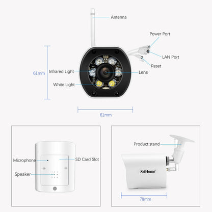 SriHome SH034C 4.0MP AI Humanoid Tracking WiFi Outdoor Surveillance Camera(AU Plug) by SriHome