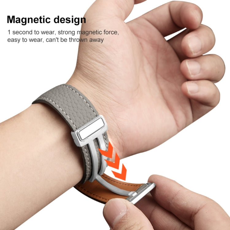 For Samsung Galaxy Watch5 40mm / 44mm Litchi Genuine Leather Watch Band Black Buckle(White) by bashfashion