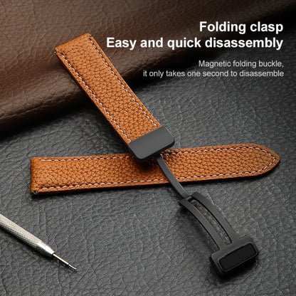 For Samsung Galaxy Watch5 40mm / 44mm Litchi Genuine Leather Watch Band Black Buckle(White) by bashfashion