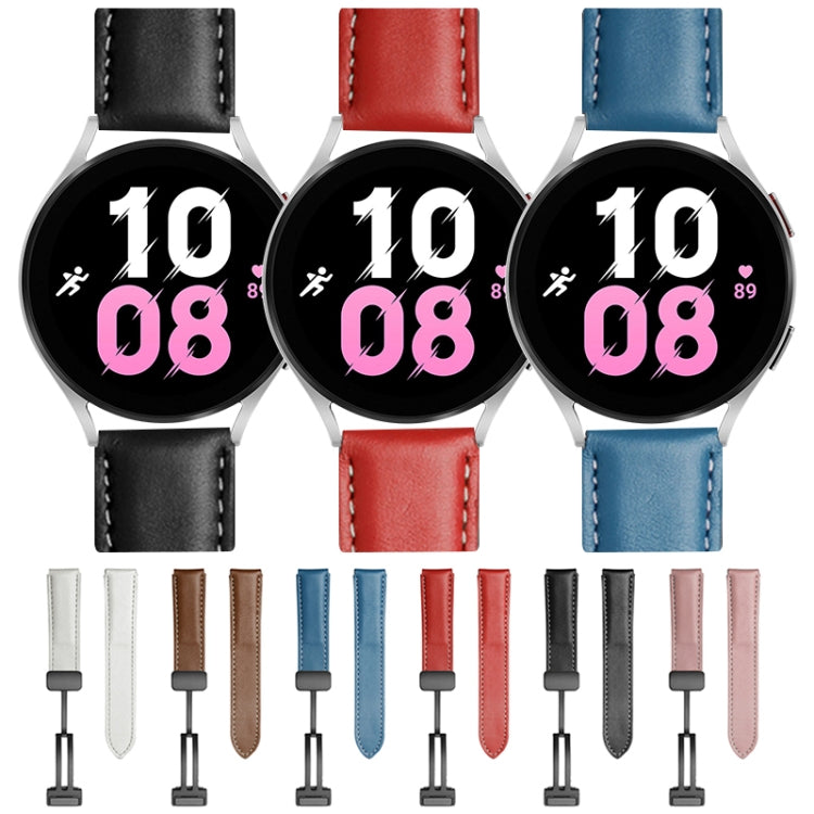 For Samsung Galaxy Watch5 40mm / 44mm Plain Weave Genuine Leather Watch Band Black Buckle(White) by bashfashion