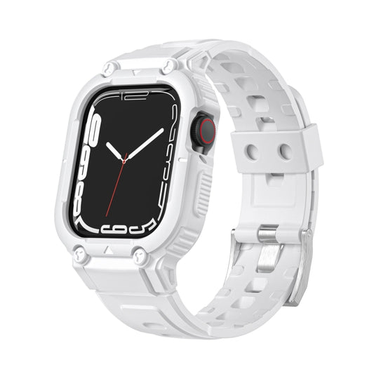 Armor Silicone Watch Band For Apple Watch Series 8&7 45mm / SE 2&6&SE&5&4 44mm / 3&2&1 42mm(White) by bashfashion