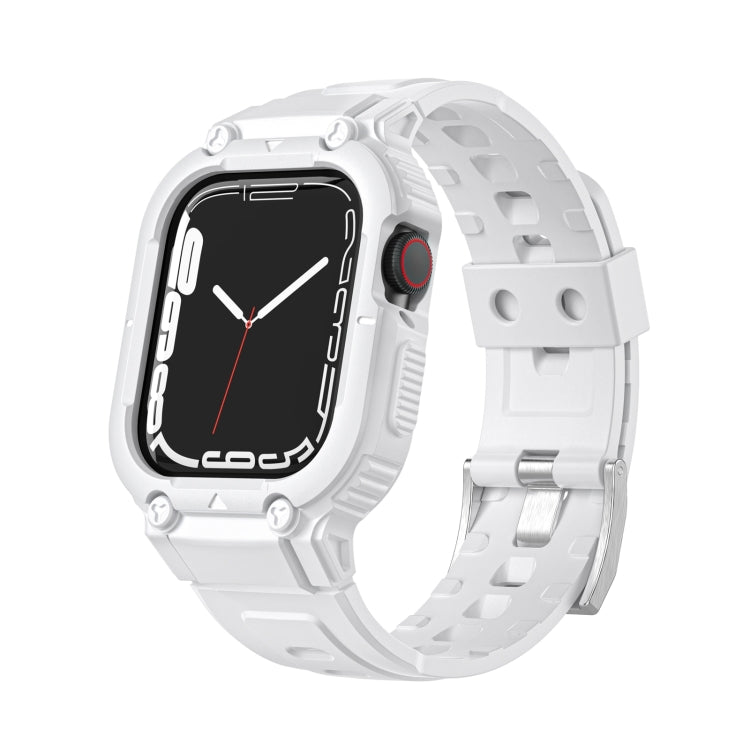 Armor Silicone Watch Band For Apple Watch Series 9&8&7 41mm / SE 3&SE 2&6&SE&5&4 40mm / 3&2&1 38mm(White) by bashfashion