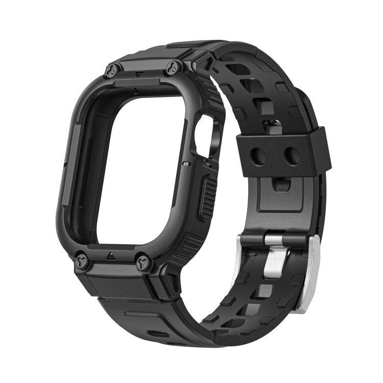 Armor Silicone Watch Band For Apple Watch Series 9&8&7 41mm / SE 3&SE 2&6&SE&5&4 40mm / 3&2&1 38mm(Black) by bashfashion