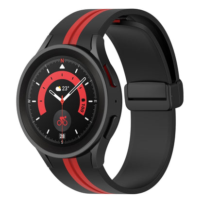 For Samsung Galaxy Watch5 Pro Two-color Stripe Silicone Watch Band(Black Red) by bashfashion