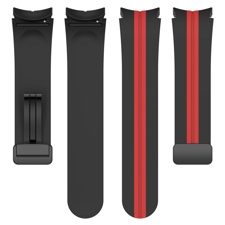 For Samsung Galaxy Watch5 Pro Two-color Stripe Silicone Watch Band(Black Red) by bashfashion