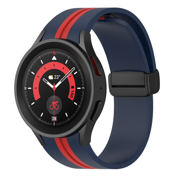 For Samsung Galaxy Watch5 Pro Two-color Stripe Silicone Watch Band(Midnight Blue Red) by bashfashion