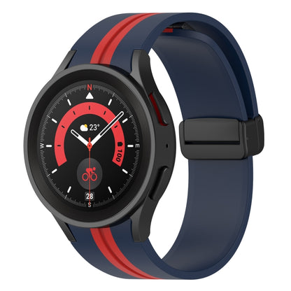 For Samsung Galaxy Watch5 Pro Two-color Stripe Silicone Watch Band(Midnight Blue Red) by bashfashion