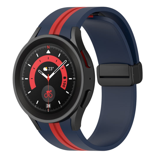 For Samsung Galaxy Watch5 Pro Two-color Stripe Silicone Watch Band(Midnight Blue Red) by bashfashion