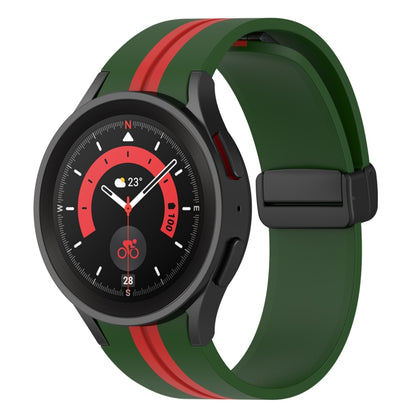 For Samsung Galaxy Watch5 Pro Two-color Stripe Silicone Watch Band(Army Green Red) by bashfashion